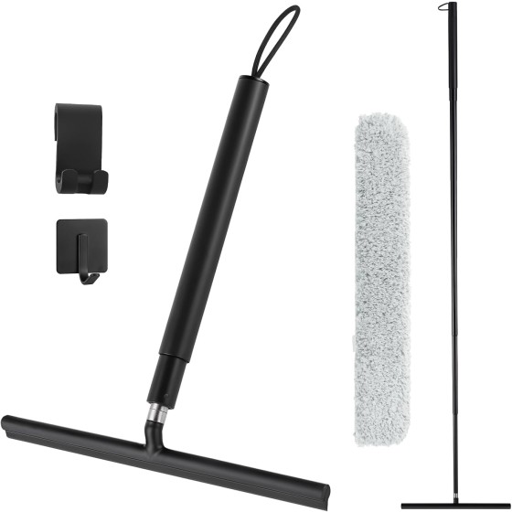 Shower Squeegee with Long Handle, 57" Telescopic Window Squeegee for Shower Glass,Floor,Tile and Car Windshield